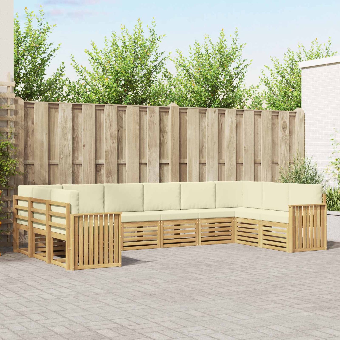 Buiten bankenset 10 pcs Wit en crèmekleurig 363 x 187,5 x 73 cm