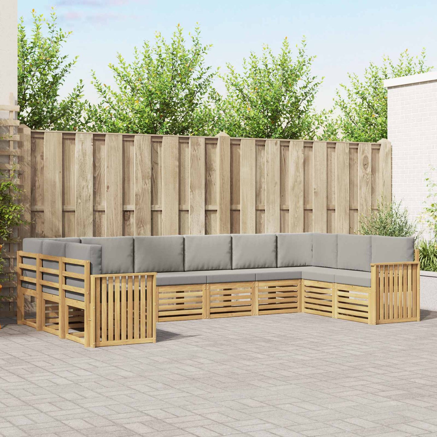 Buiten bankenset 10 pcs Wit en Lichtgrijs 363 x 187,5 x 73 cm