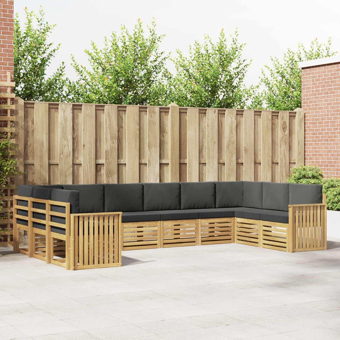 Buiten bankenset 10 pcs Wit en antracietkleurig