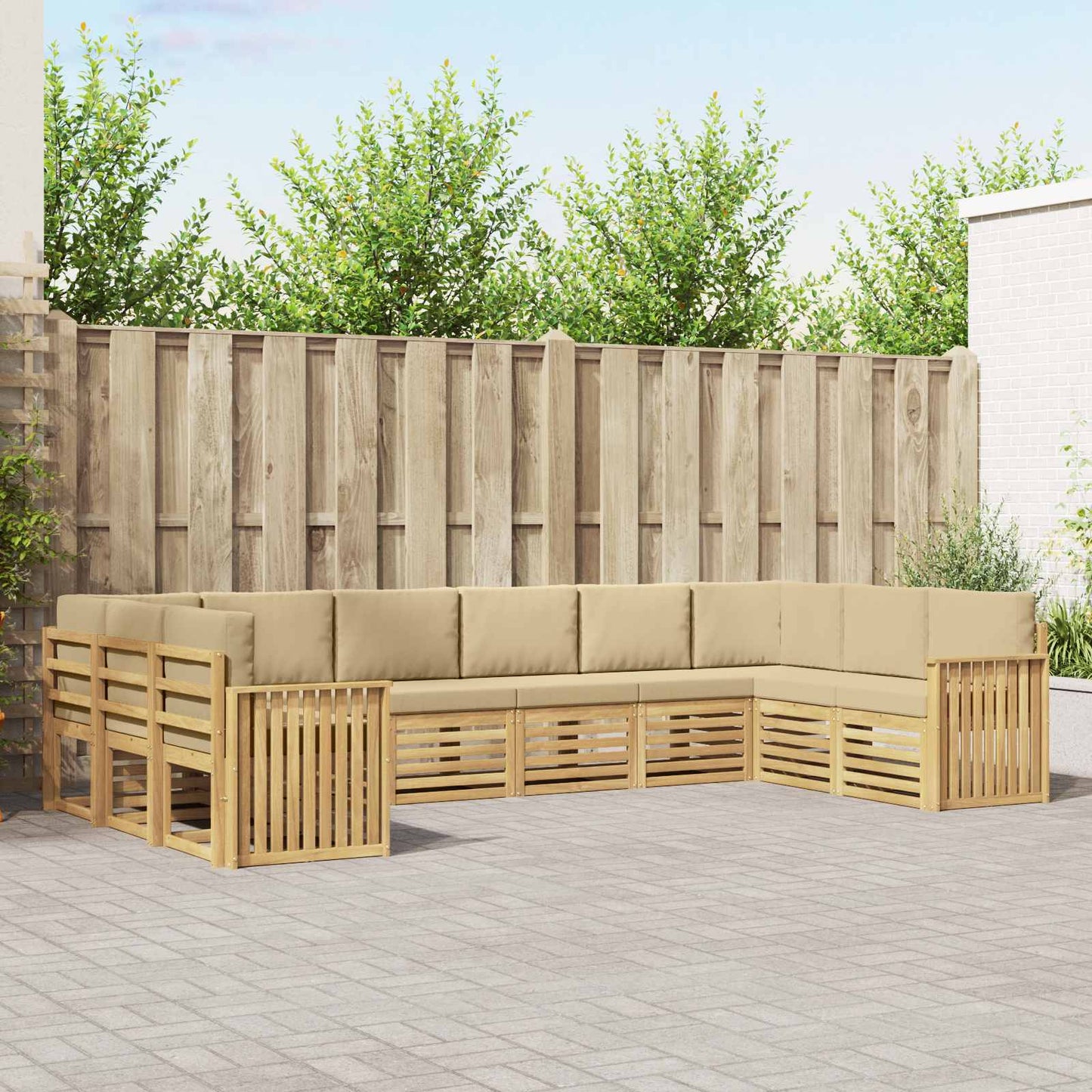 Buiten bankenset 10 pcs Wit en Beige 363 x 187,5 x 73 cm
