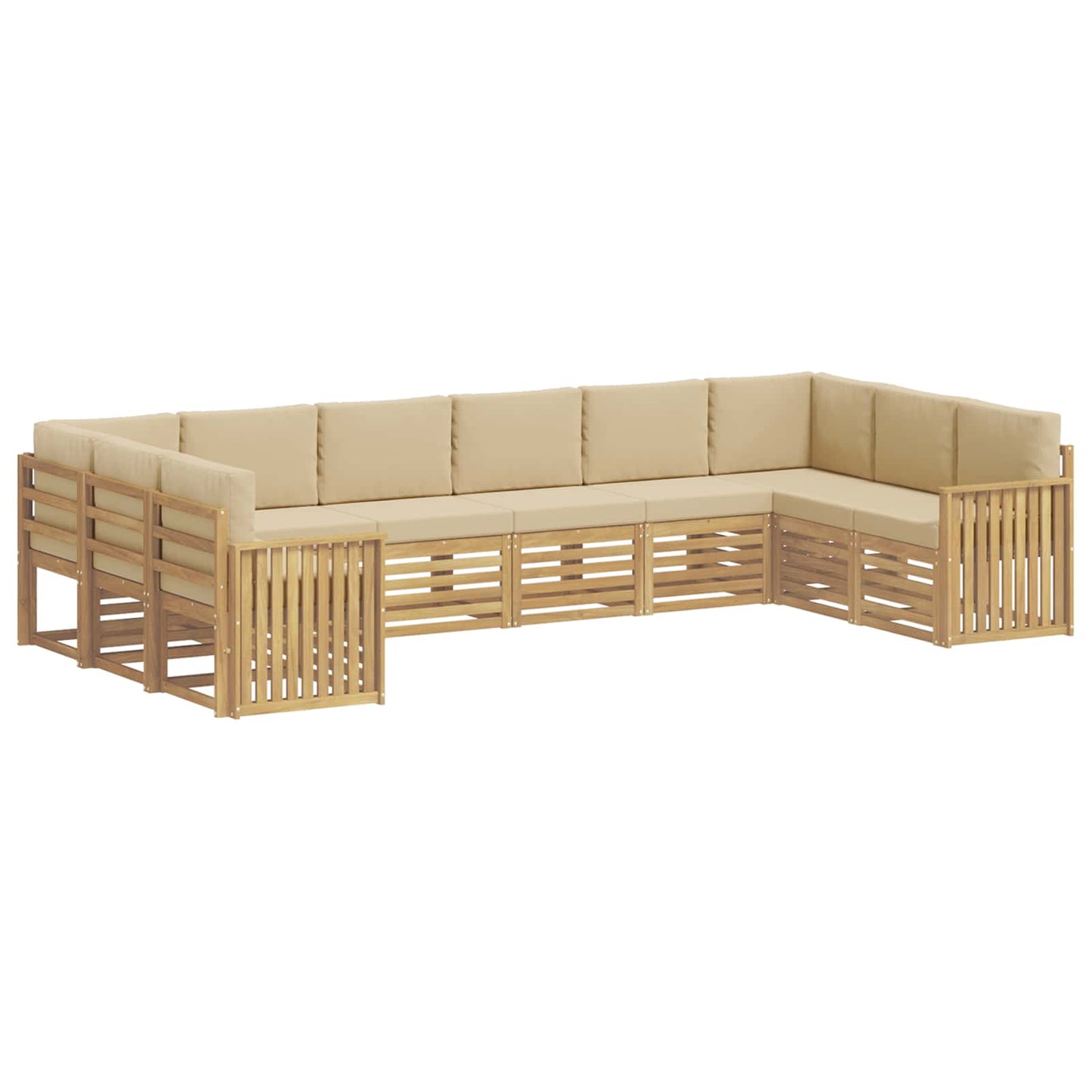 Buiten bankenset 10 pcs Wit en Beige 363 x 187,5 x 73 cm