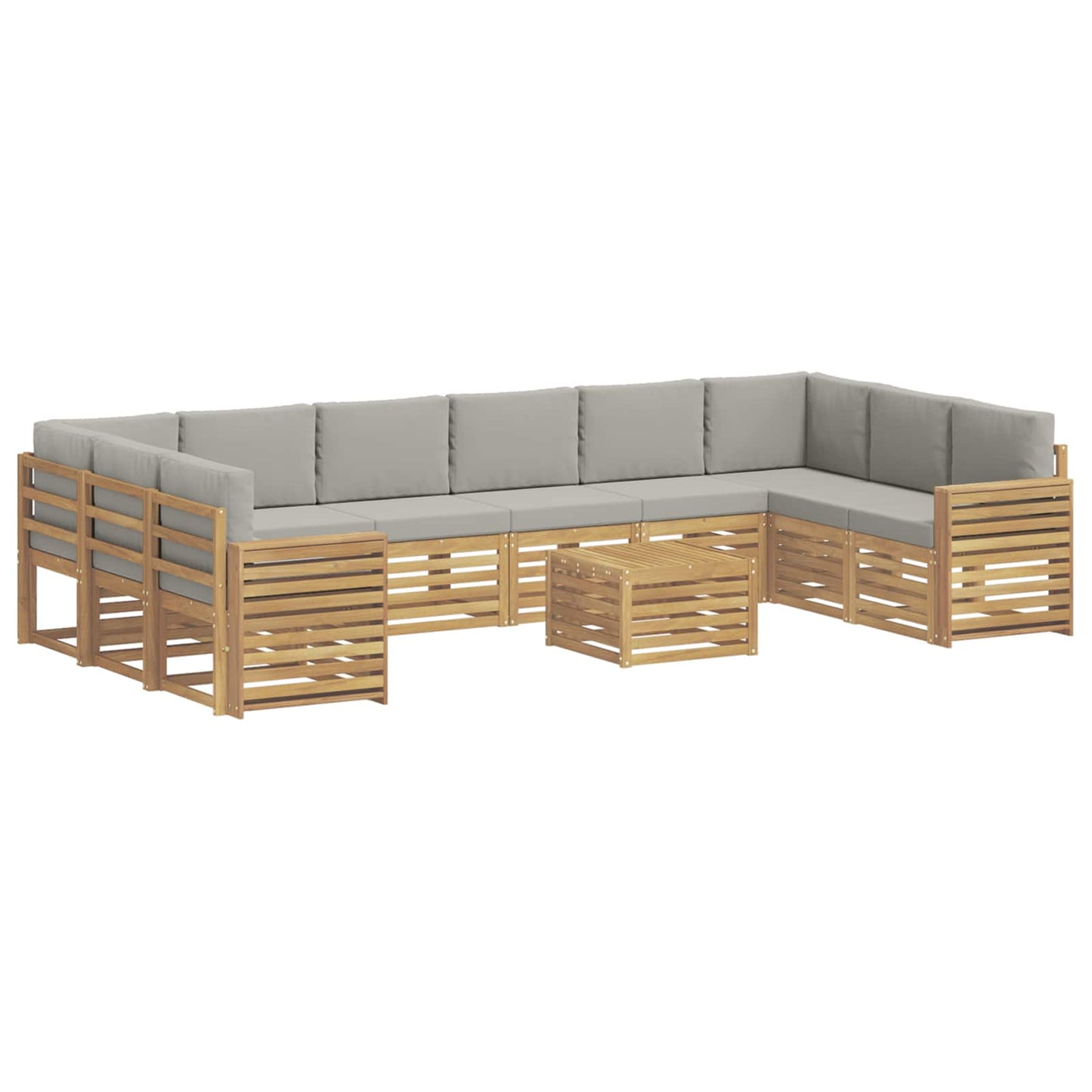 Buiten bankenset 11 pcs Wit en Lichtgrijs 59 x 59 x 37 cm