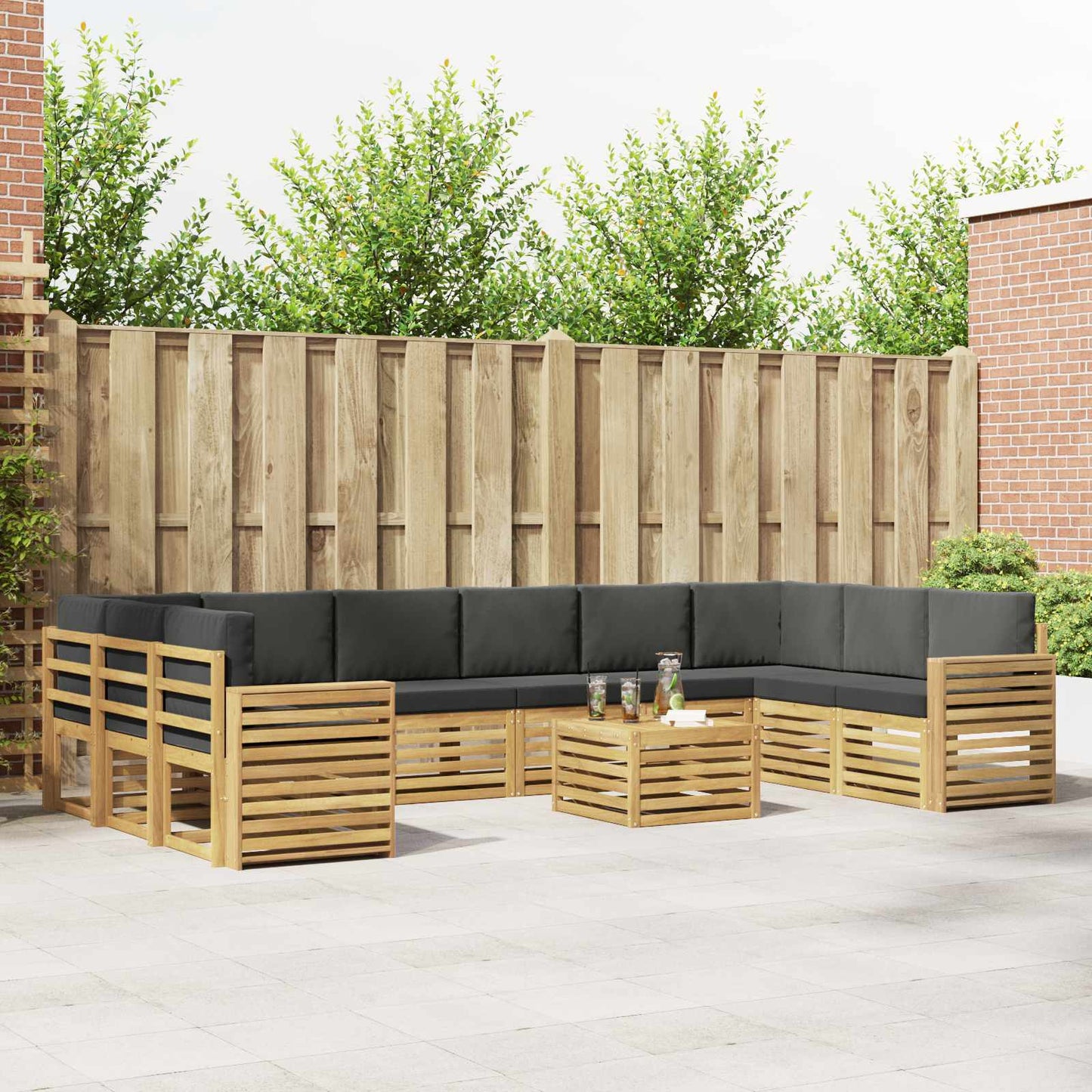 Buiten bankenset 11 pcs Wit en antracietkleurig 59 x 59 x 37 cm