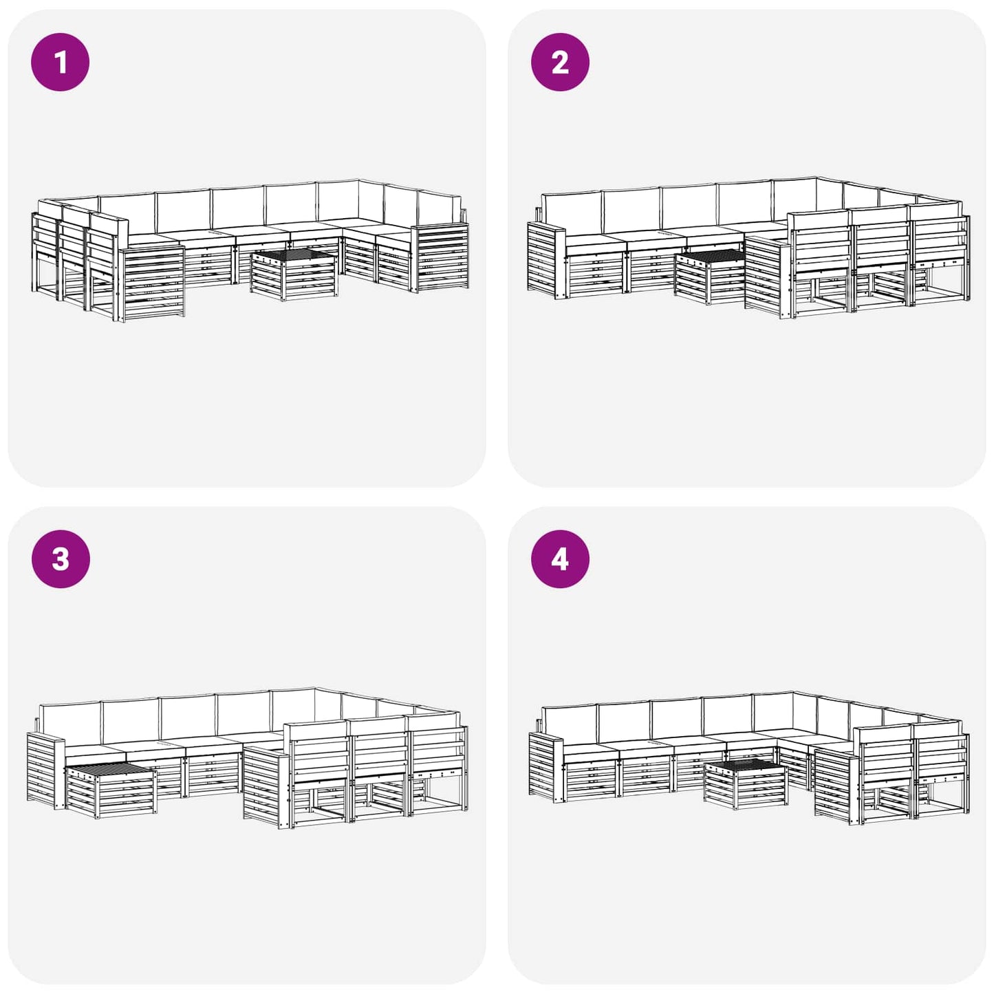 Buiten bankenset 11 pcs Wit en antracietkleurig 59 x 59 x 37 cm