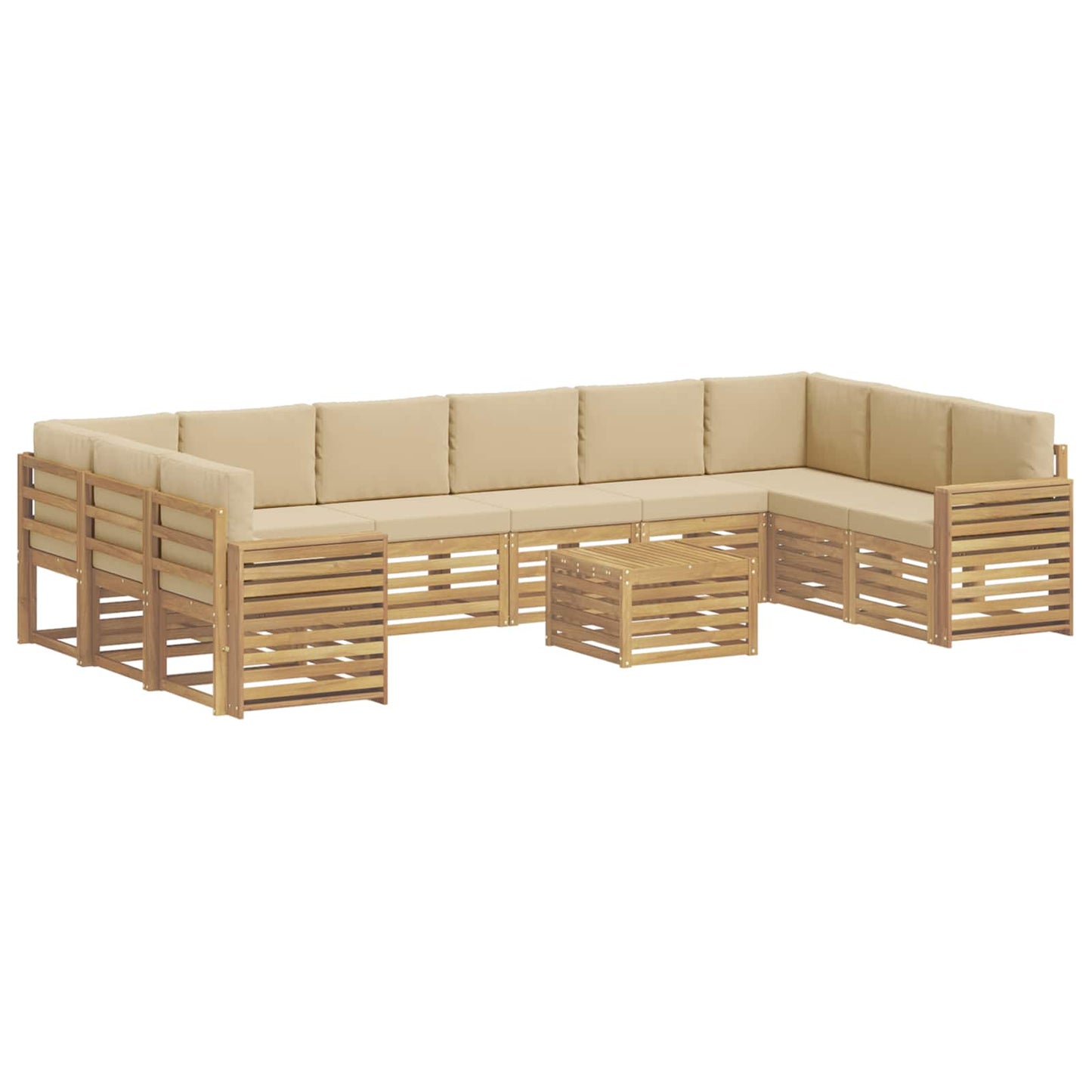 Buiten bankenset 11 pcs Wit en Beige 59 x 59 x 37 cm Polyester
