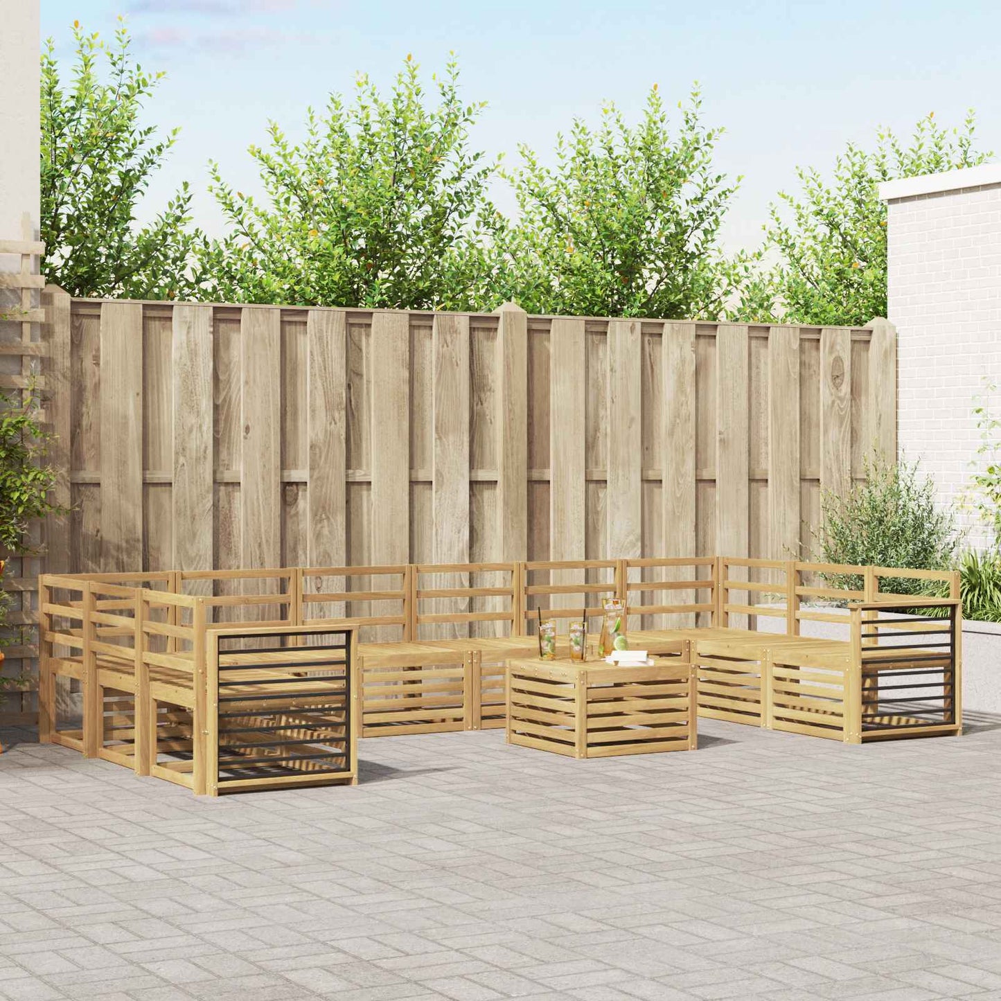 Buiten bankenset 11 pcs Wit 59 x 59 x 37 cm Massief Acaciahout