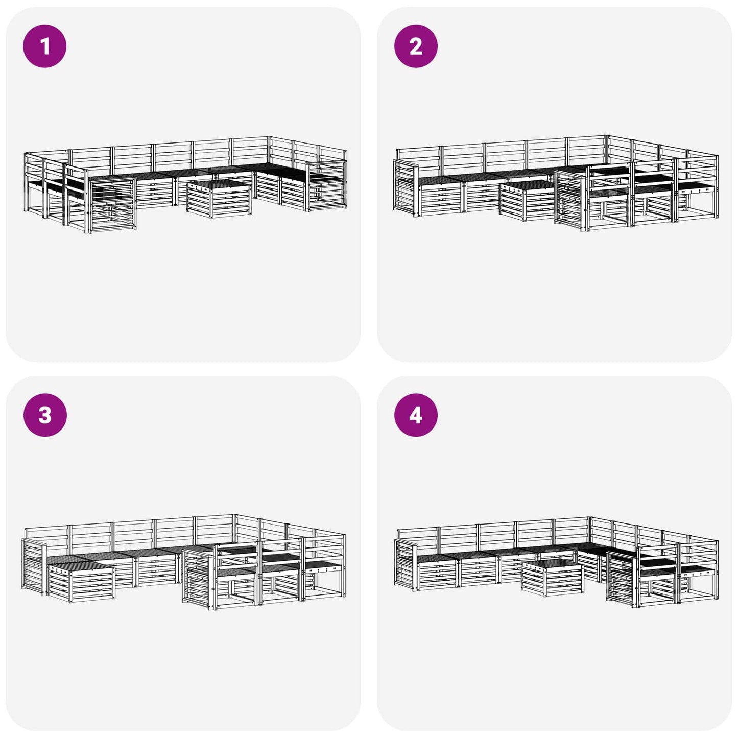 Buiten bankenset 11 pcs Wit 59 x 59 x 37 cm Massief Acaciahout