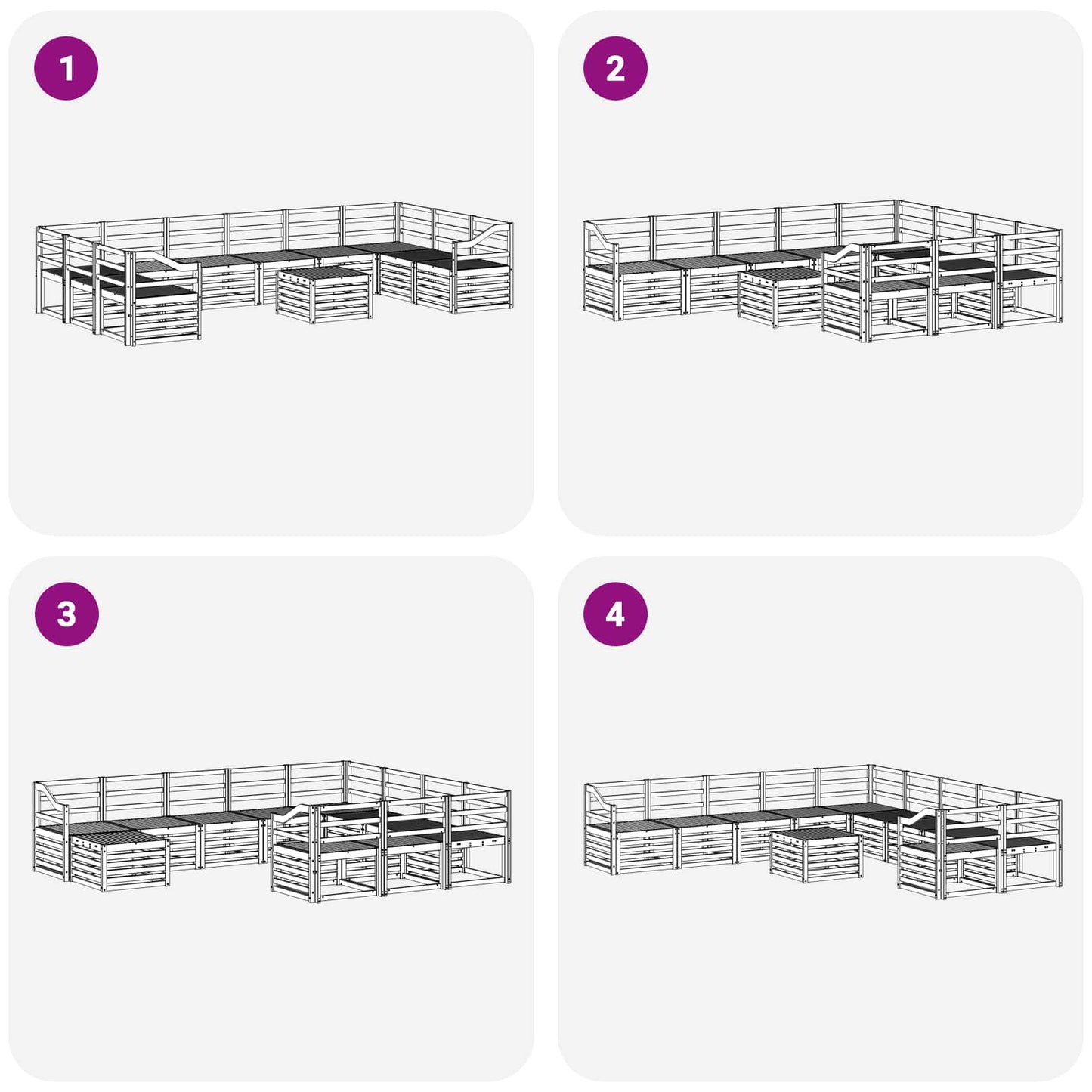 Buiten bankenset 11 pcs Wit 59 x 59 x 37 cm Massief Acaciahout