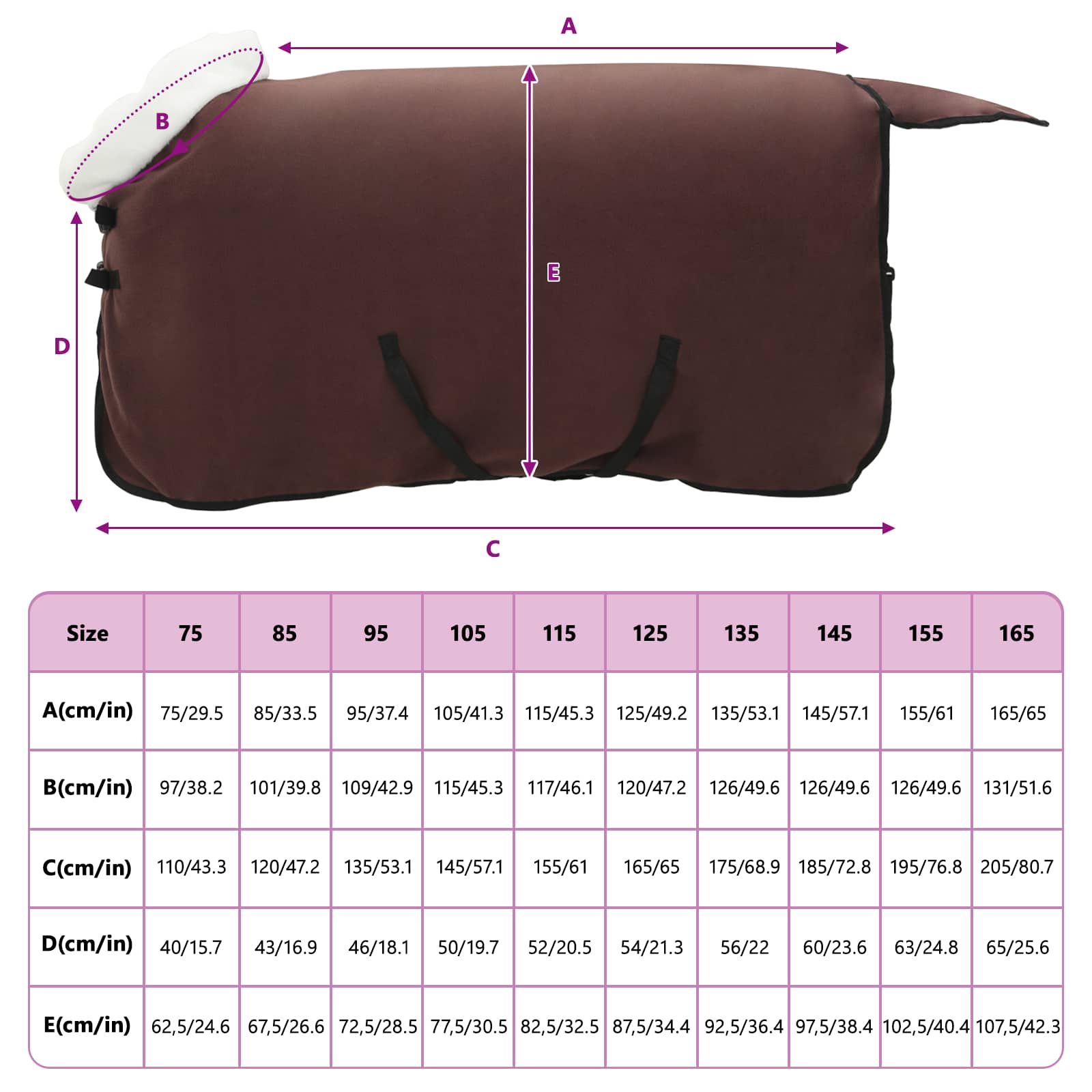 Paardendeken Volledig Donkerbruin 75 cm Polar fleece is nu te koop bij PeponiXL, paradijselijk wonen!