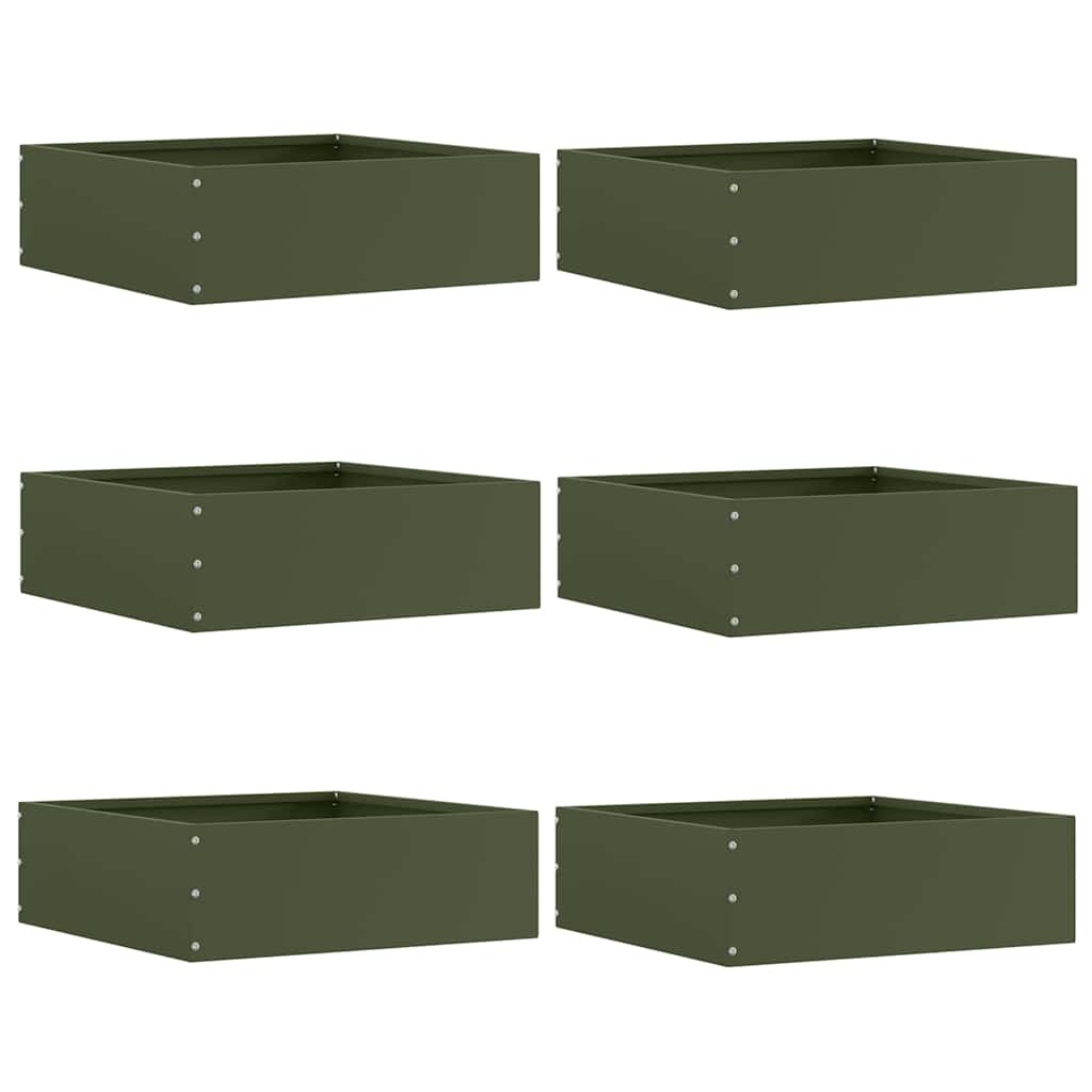 Tuinrand 6 pcs Olijf Groen 40 x 40 x 13 cm Staal is nu te koop bij PeponiXL, paradijselijk wonen!