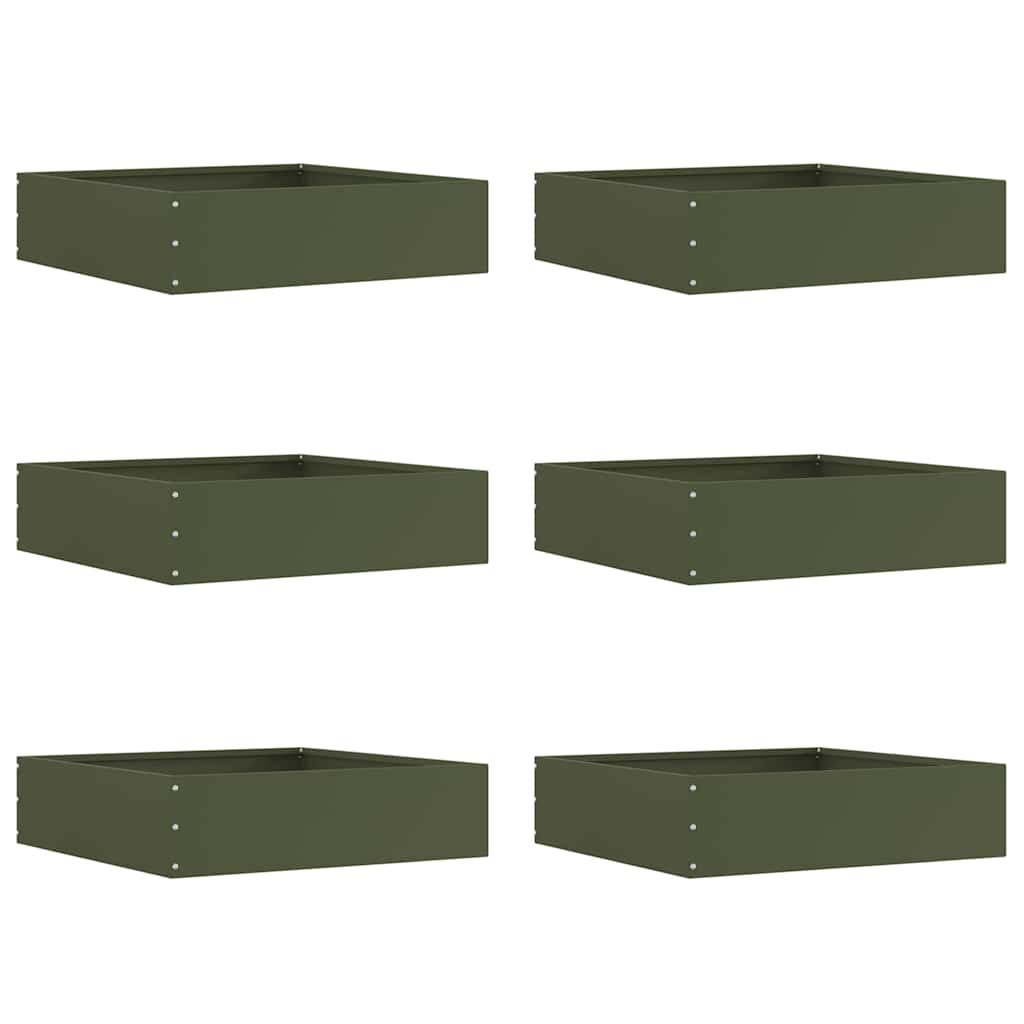 Tuinrand 6 pcs Olijf Groen 50 x 50 x 13 cm Staal is nu te koop bij PeponiXL, paradijselijk wonen!