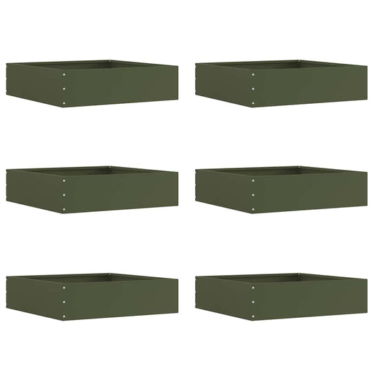 Tuinrand 6 pcs Olijf Groen 50 x 50 x 13 cm Staal is nu te koop bij PeponiXL, paradijselijk wonen!