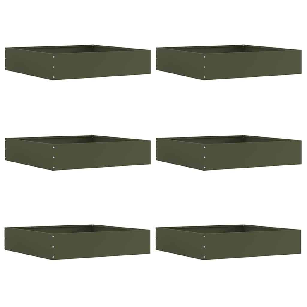 Tuinrand 6 pcs Olijf Groen 60 x 60 x 13 cm Staal is nu te koop bij PeponiXL, paradijselijk wonen!