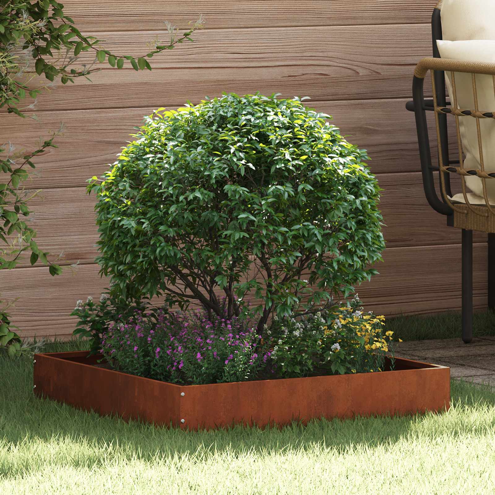 Tuinrand Roestig 60 x 60 x 13 cm Cortenstaal is nu te koop bij PeponiXL, paradijselijk wonen!