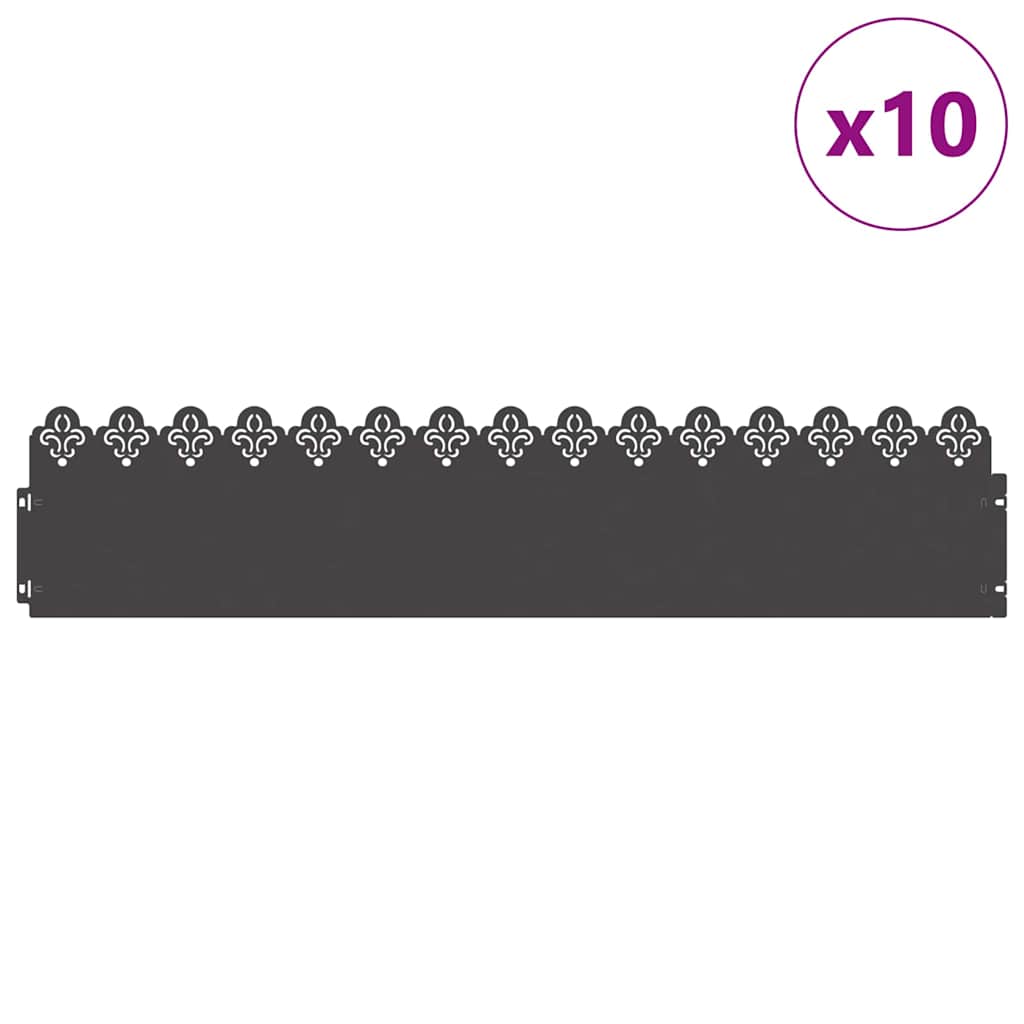 Gazonranden 10 pcs Zwart 103 x 0,05 x 22 cm Staal is nu te koop bij PeponiXL, paradijselijk wonen!