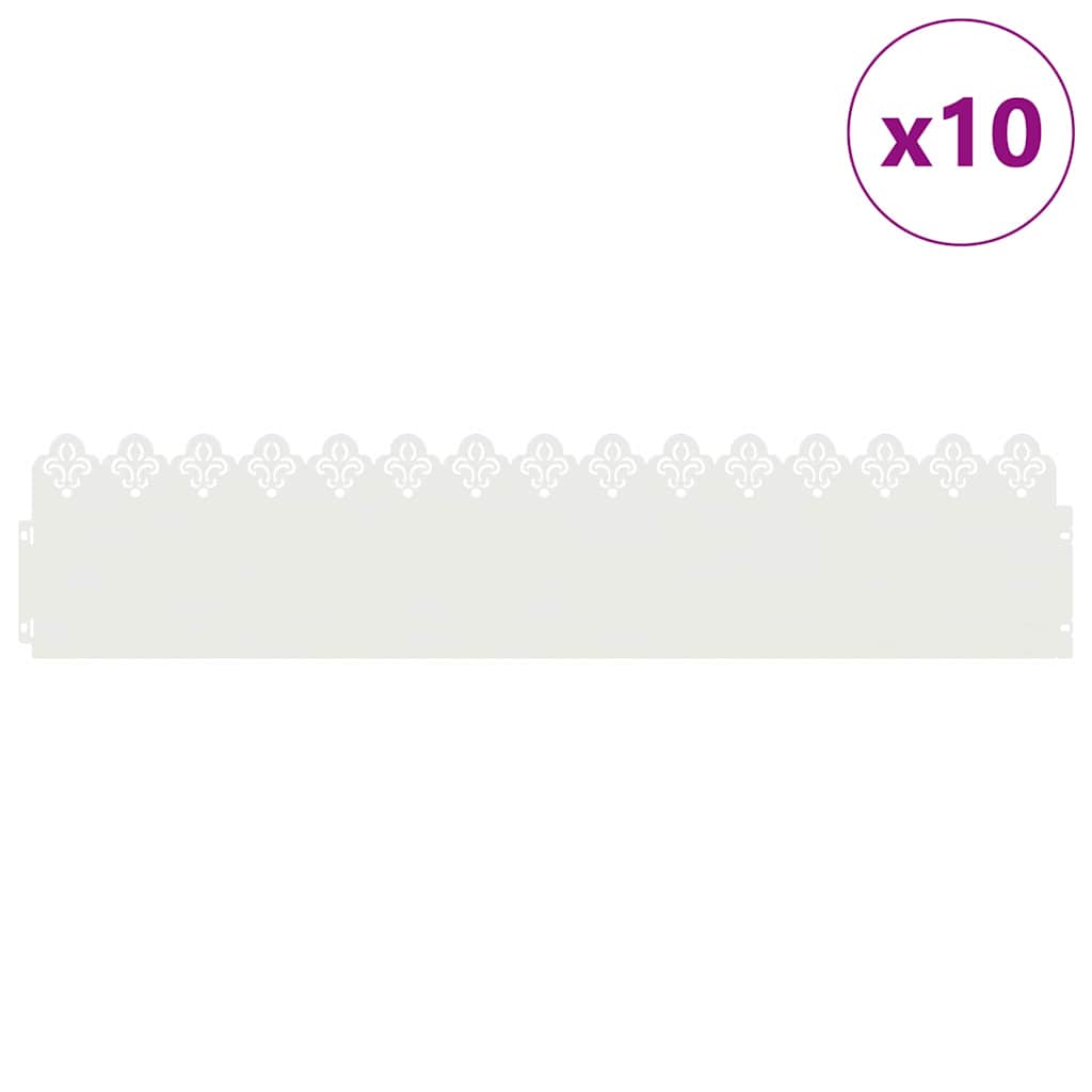 Gazonranden 10 pcs Wit 103 x 0,05 x 22 cm Staal is nu te koop bij PeponiXL, paradijselijk wonen!