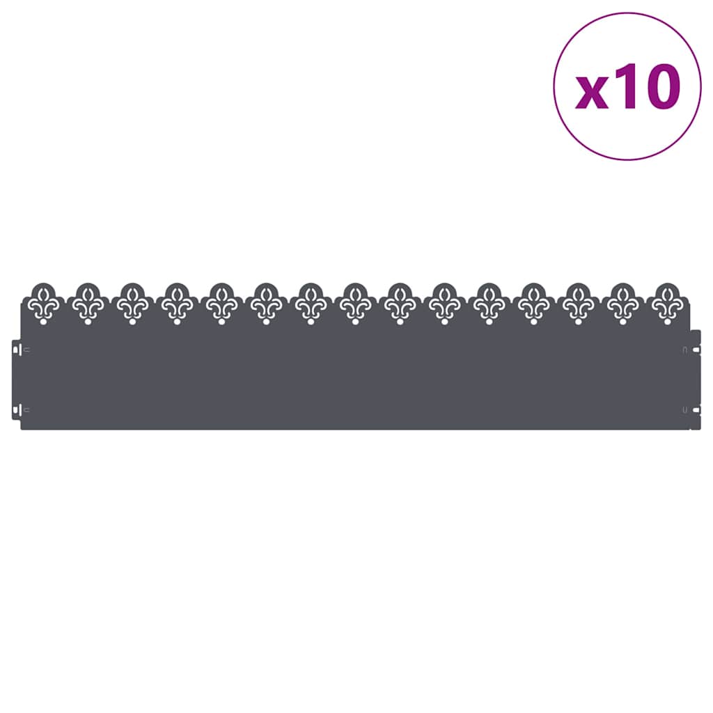 Gazonranden 10 pcs Antraciet 103 x 0,05 x 22 cm Staal is nu te koop bij PeponiXL, paradijselijk wonen!
