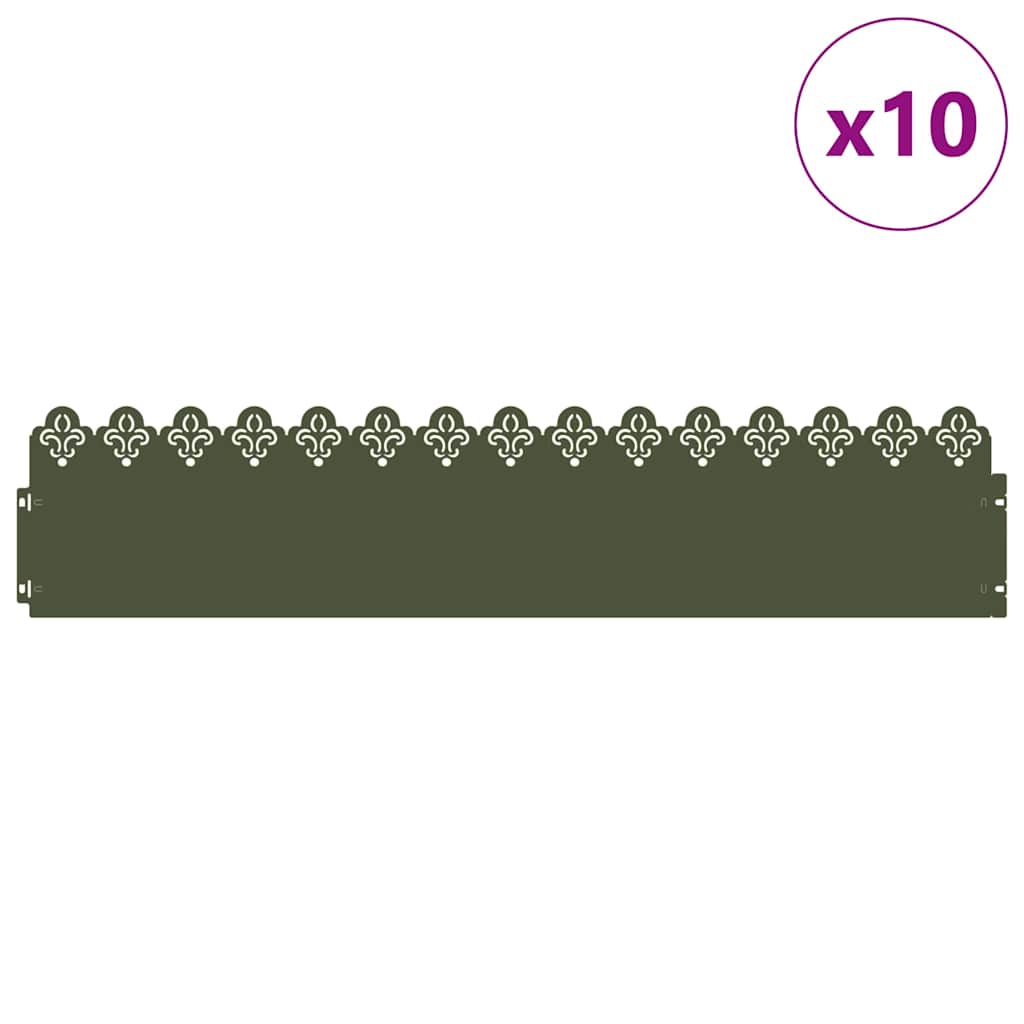Gazonranden 10 pcs Olijf Groen 103 x 0,05 x 22 cm Staal is nu te koop bij PeponiXL, paradijselijk wonen!