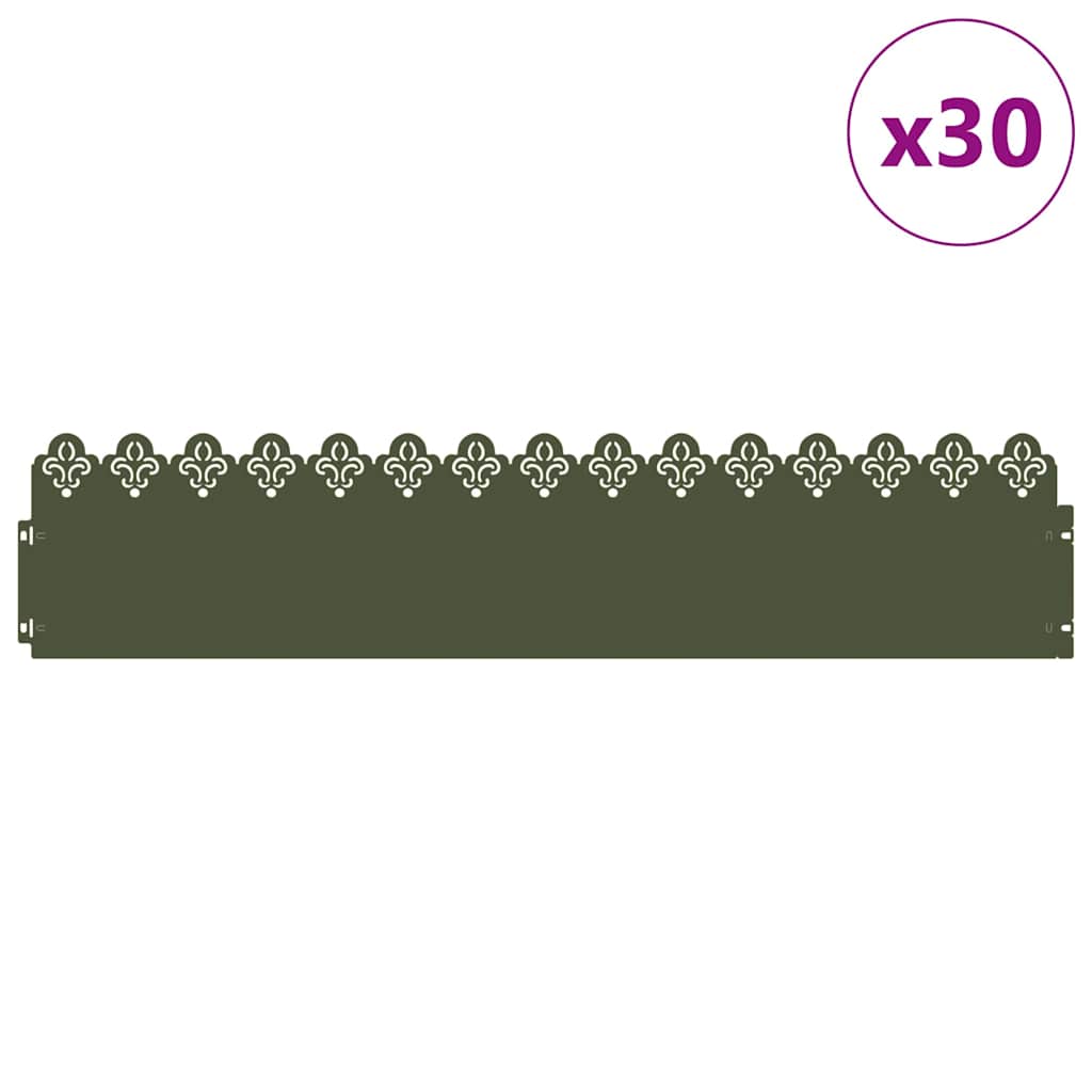 Gazonranden 30 pcs Olijf Groen 103 x 0,05 x 22 cm Staal is nu te koop bij PeponiXL, paradijselijk wonen!