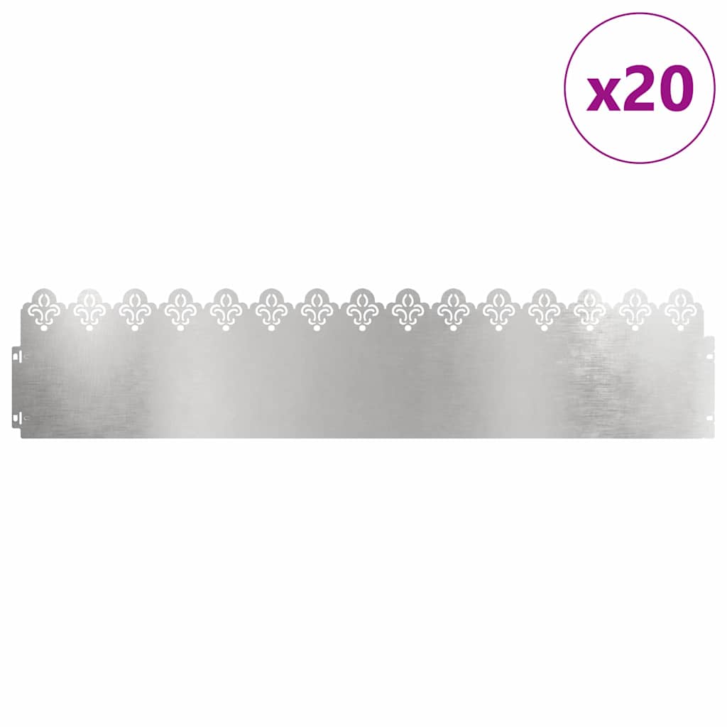 Gazonranden 20 pcs Zilver 103 x 0,05 x 22 cm Roestvrij staal is nu te koop bij PeponiXL, paradijselijk wonen!