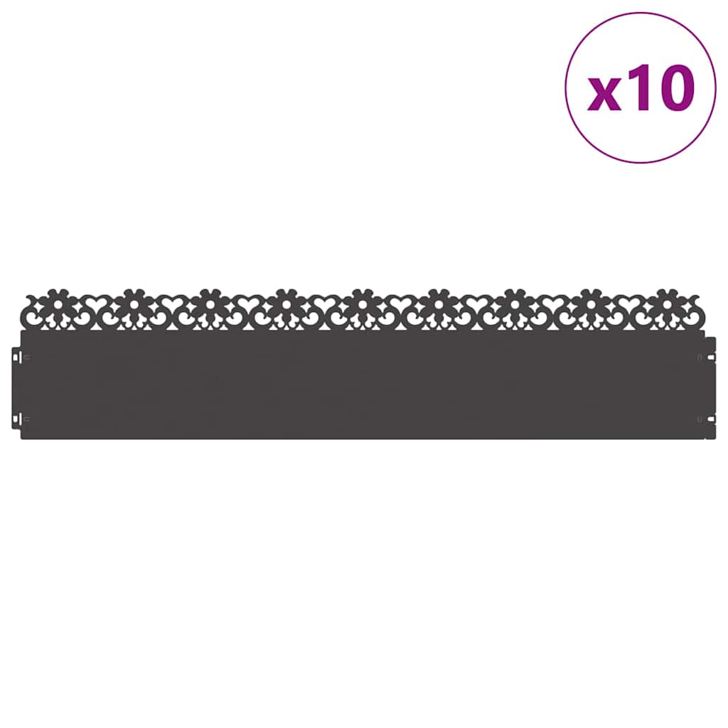 Gazonranden 10 pcs Zwart 103 x 0,05 x 22 cm Staal is nu te koop bij PeponiXL, paradijselijk wonen!