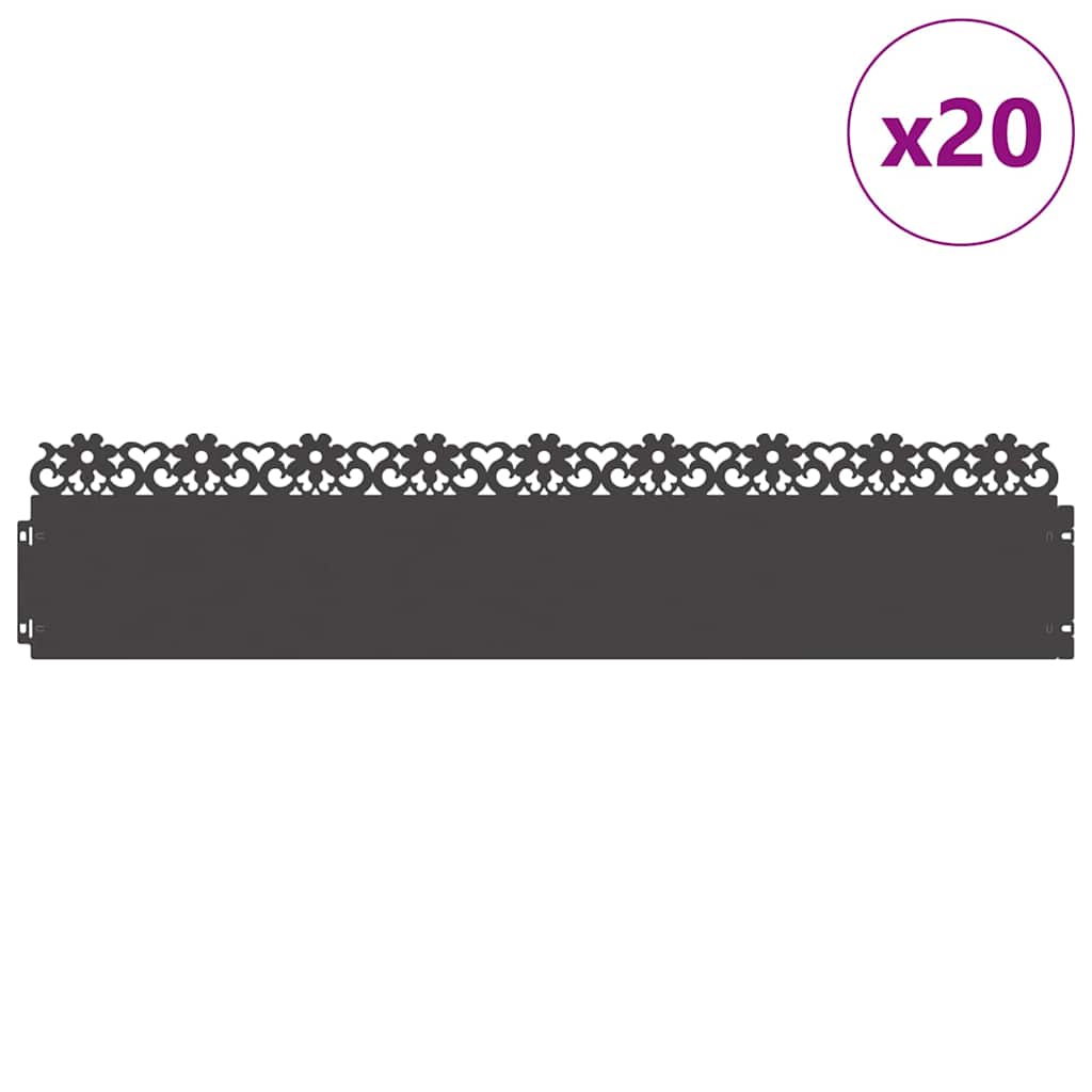 Gazonranden 20 pcs Zwart 103 x 0,05 x 22 cm Staal is nu te koop bij PeponiXL, paradijselijk wonen!