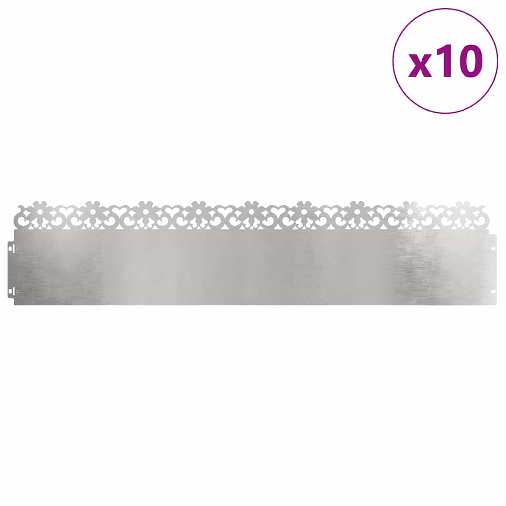 Gazonranden 10 pcs Zilver 103 x 0,05 x 22 cm Roestvrij staal is nu te koop bij PeponiXL, paradijselijk wonen!
