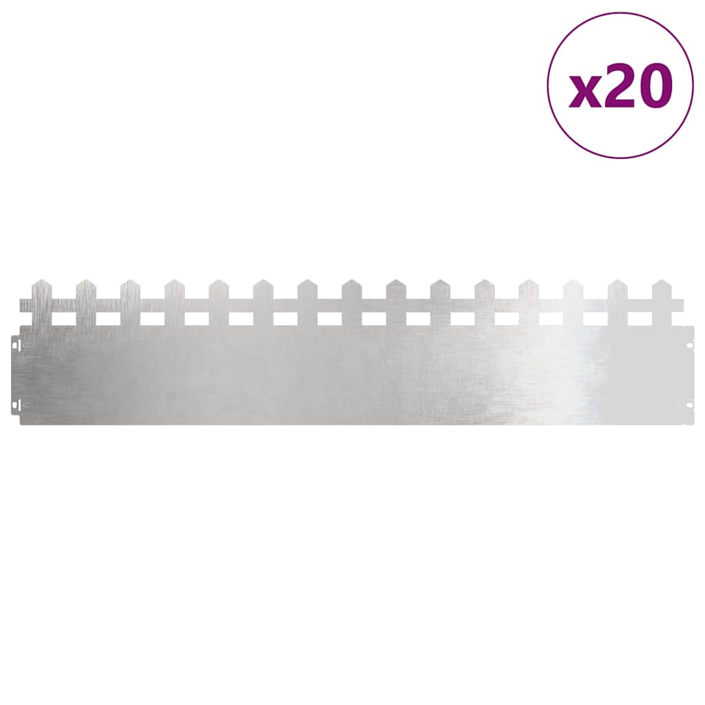 Gazonranden 20 pcs Zilver 103 x 0,05 x 22 cm Roestvrij staal is nu te koop bij PeponiXL, paradijselijk wonen!
