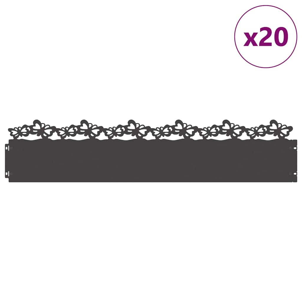 Gazonranden 20 pcs Zwart 103 x 0,05 x 22 cm Staal is nu te koop bij PeponiXL, paradijselijk wonen!