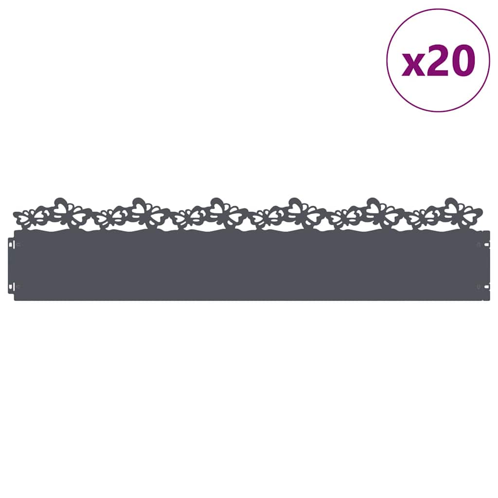 Gazonranden 20 pcs Antraciet 103 x 0,05 x 22 cm Staal is nu te koop bij PeponiXL, paradijselijk wonen!
