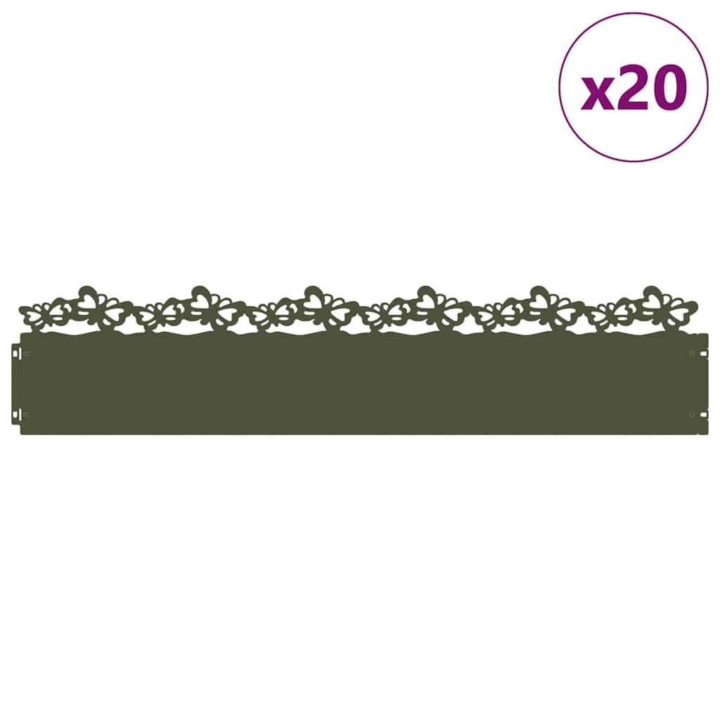 Gazonranden 20 pcs Olijf Groen 103 x 0,05 x 22 cm Staal is nu te koop bij PeponiXL, paradijselijk wonen!