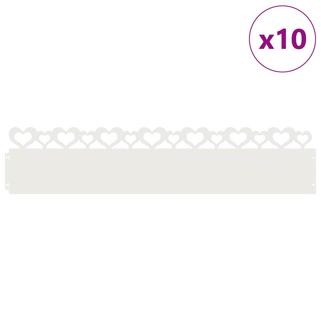 Gazonranden 10 pcs Wit 103 x 0,05 x 22 cm Staal is nu te koop bij PeponiXL, paradijselijk wonen!