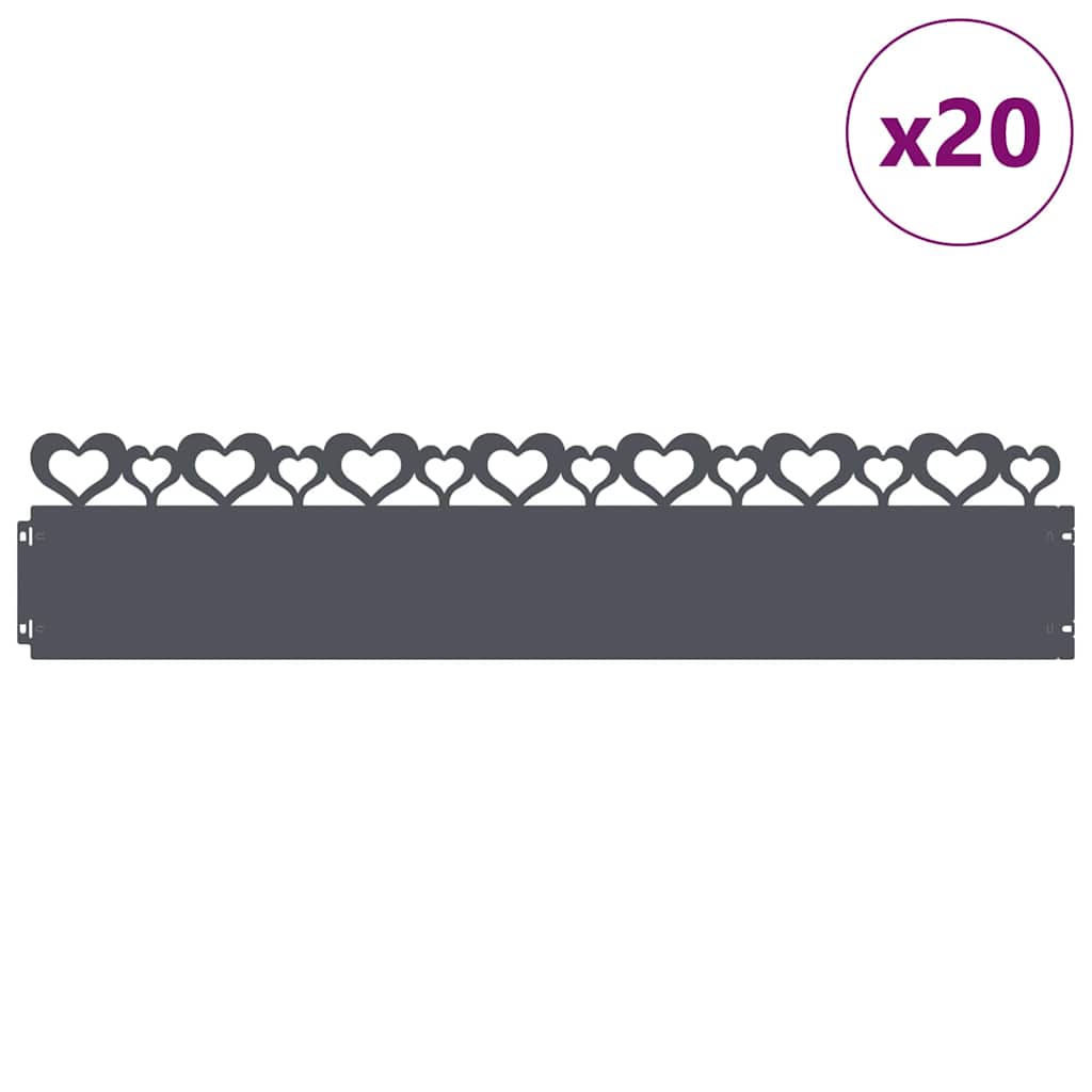 Gazonranden 20 pcs Antraciet 103 x 0,05 x 22 cm Staal is nu te koop bij PeponiXL, paradijselijk wonen!