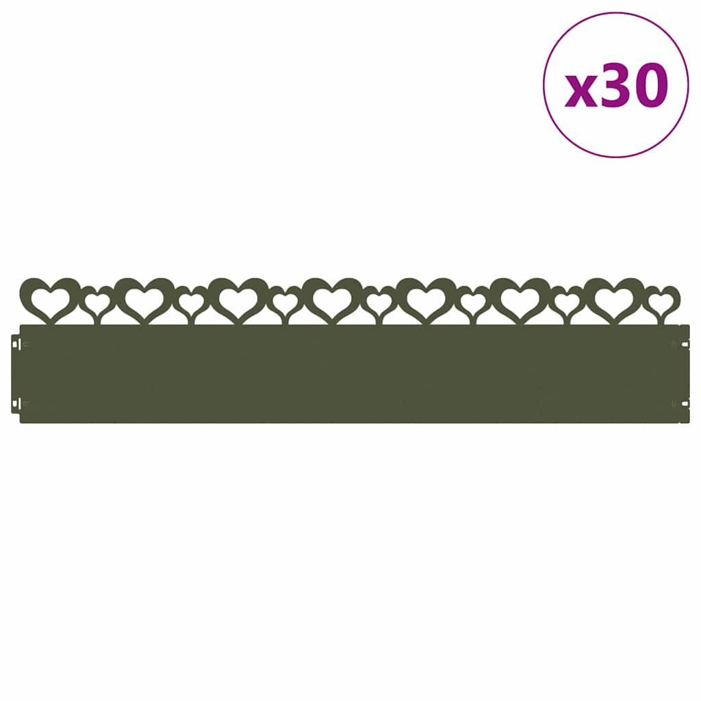 Gazonranden 30 pcs Olijf Groen 103 x 0,05 x 22 cm Staal is nu te koop bij PeponiXL, paradijselijk wonen!