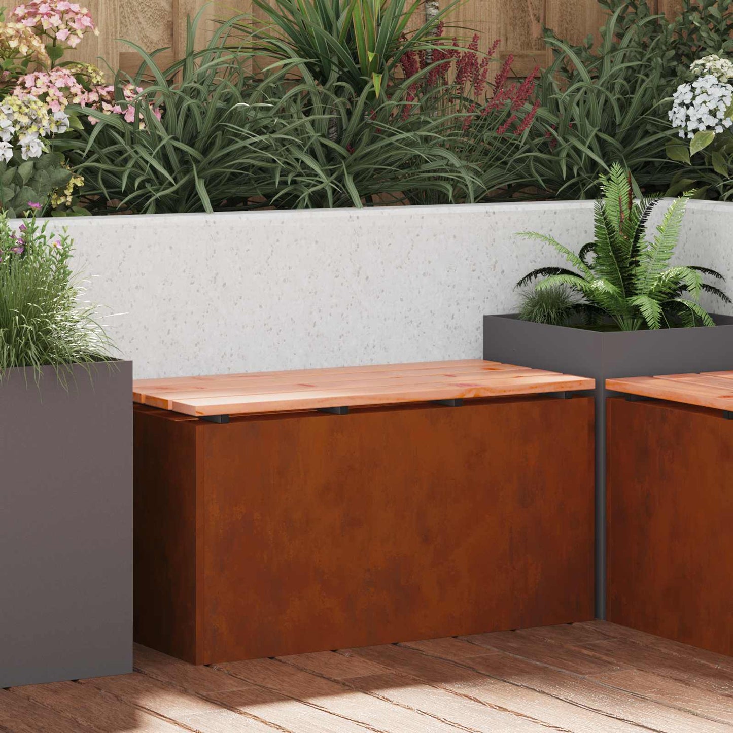 Tuinbank Roestig 80 x 40 x 43 cm Cortenstaal is nu te koop bij PeponiXL, paradijselijk wonen!