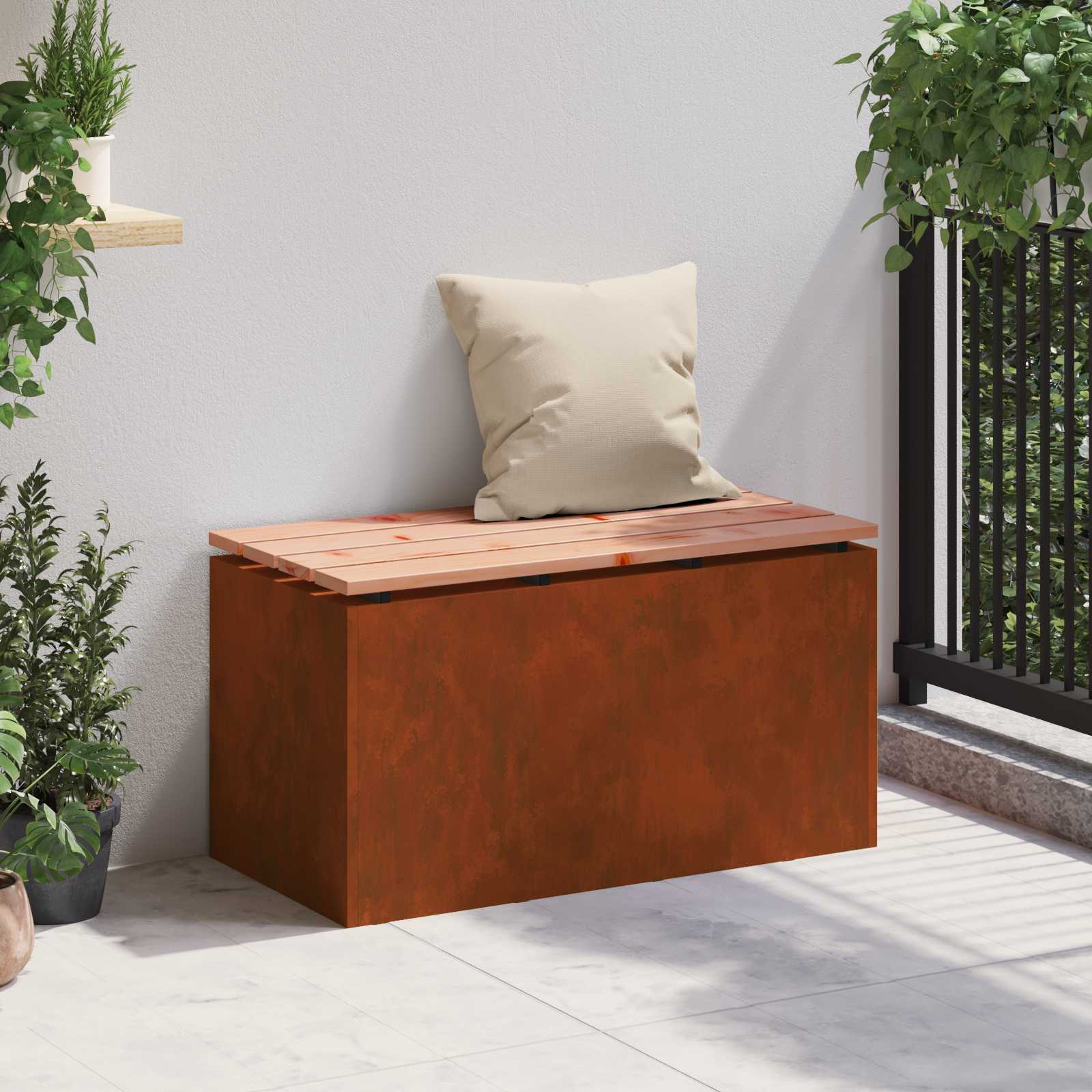 Tuinbank Roestig 80 x 40 x 43 cm Cortenstaal is nu te koop bij PeponiXL, paradijselijk wonen!