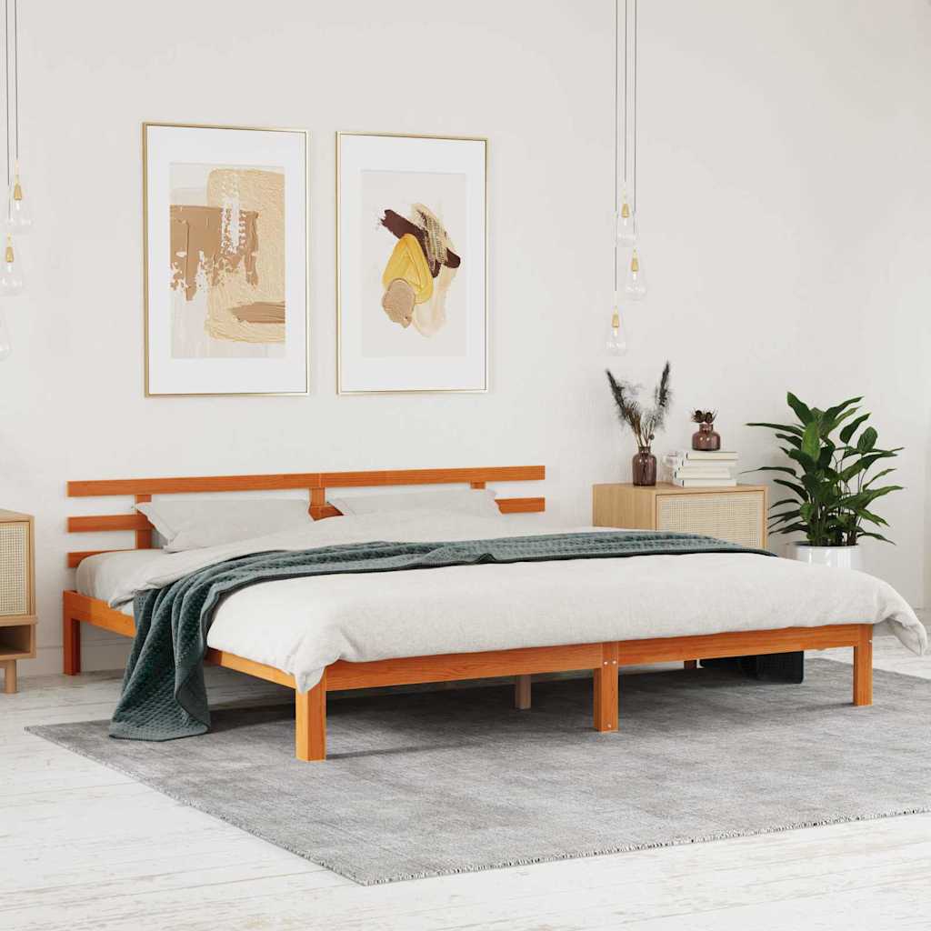 Bedframe Wasbruin 203,5 x 205,5 x 69,5 cm Massief Hout Frissen is nu te koop bij PeponiXL, paradijselijk wonen!