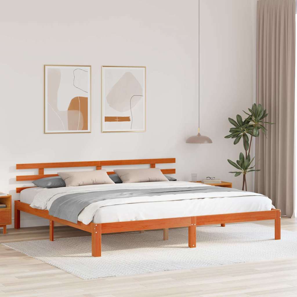 Bedframe Wasbruin 203,5 x 205,5 x 69,5 cm Massief Hout Frissen is nu te koop bij PeponiXL, paradijselijk wonen!