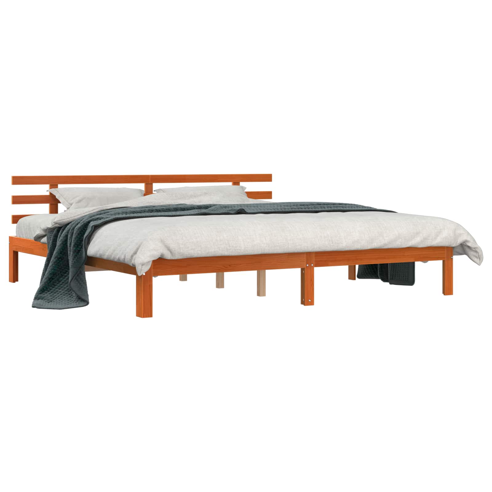 Bedframe Wasbruin 203,5 x 205,5 x 69,5 cm Massief Hout Frissen is nu te koop bij PeponiXL, paradijselijk wonen!