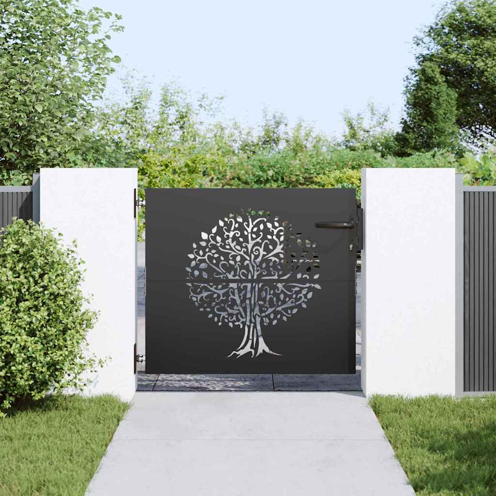 Tuinpoort met slot Zwart 85 x 100 cm Poedergecoat staal is nu te koop bij PeponiXL, paradijselijk wonen!