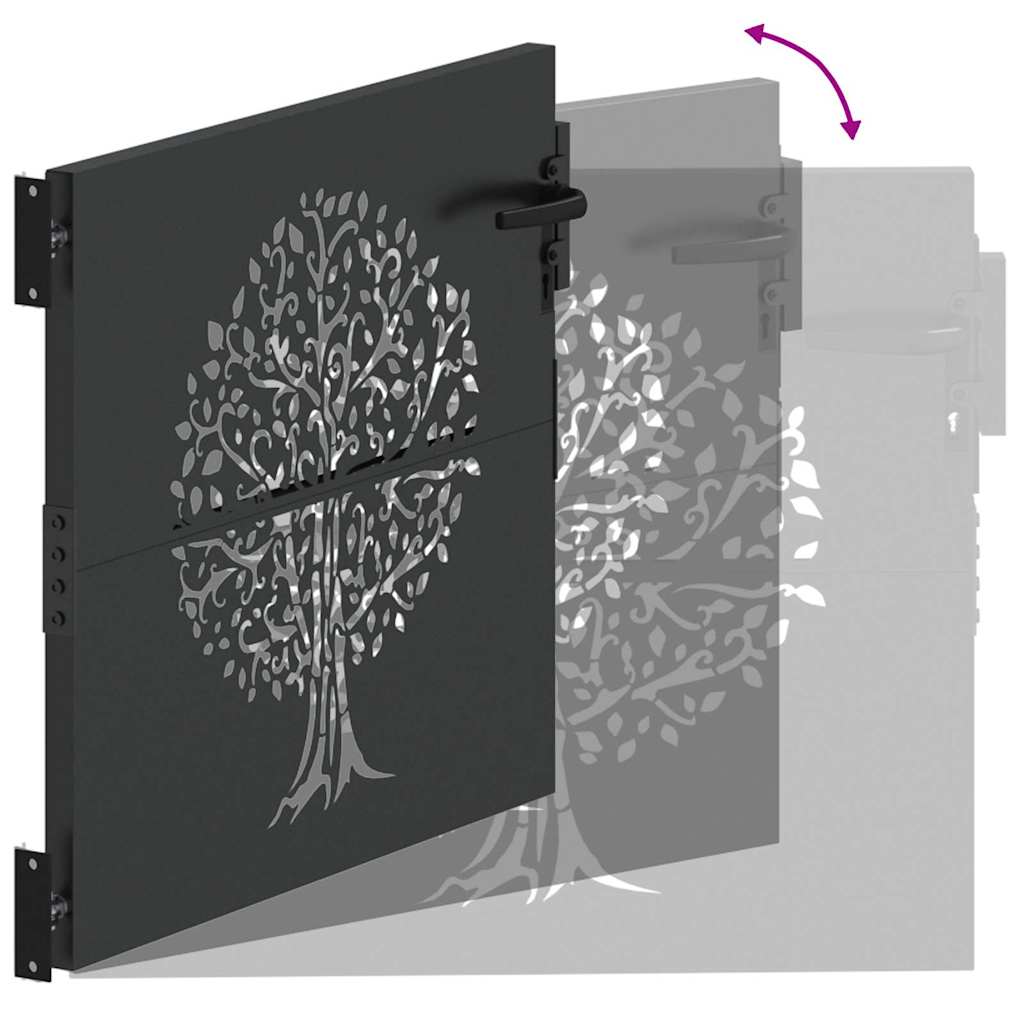 Tuinpoort met slot Zwart 85 x 100 cm Poedergecoat staal is nu te koop bij PeponiXL, paradijselijk wonen!