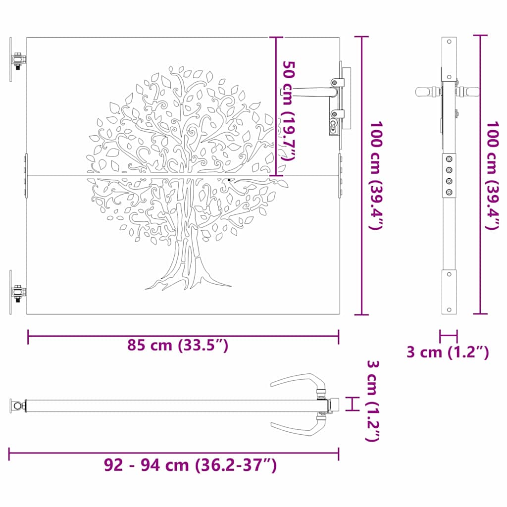 Tuinpoort met slot Zwart 85 x 100 cm Poedergecoat staal is nu te koop bij PeponiXL, paradijselijk wonen!