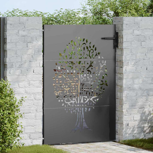Tuinpoort met slot Zwart 85 x 125 cm Poedergecoat staal is nu te koop bij PeponiXL, paradijselijk wonen!