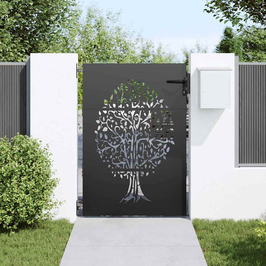 Tuinpoort met slot Zwart 85 x 125 cm Poedergecoat staal is nu te koop bij PeponiXL, paradijselijk wonen!
