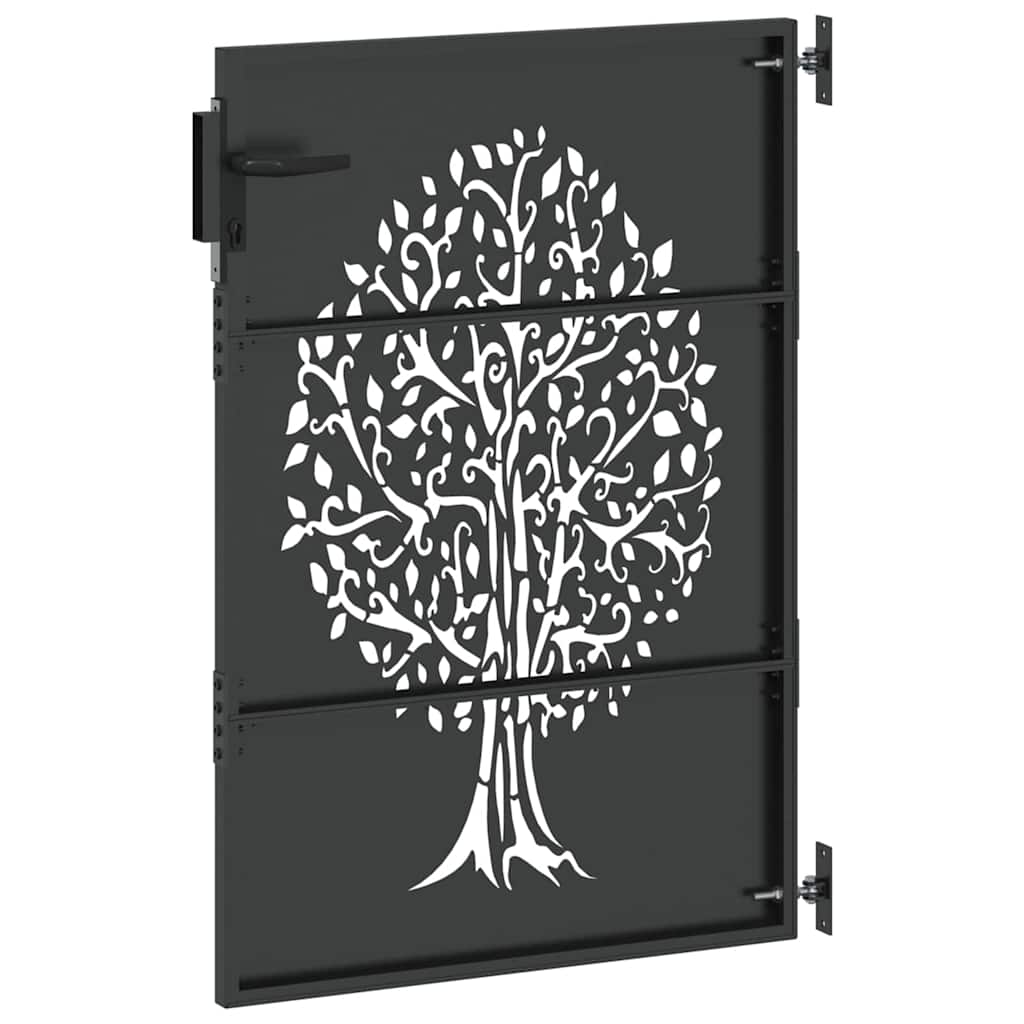 Tuinpoort met slot Zwart 85 x 125 cm Poedergecoat staal is nu te koop bij PeponiXL, paradijselijk wonen!