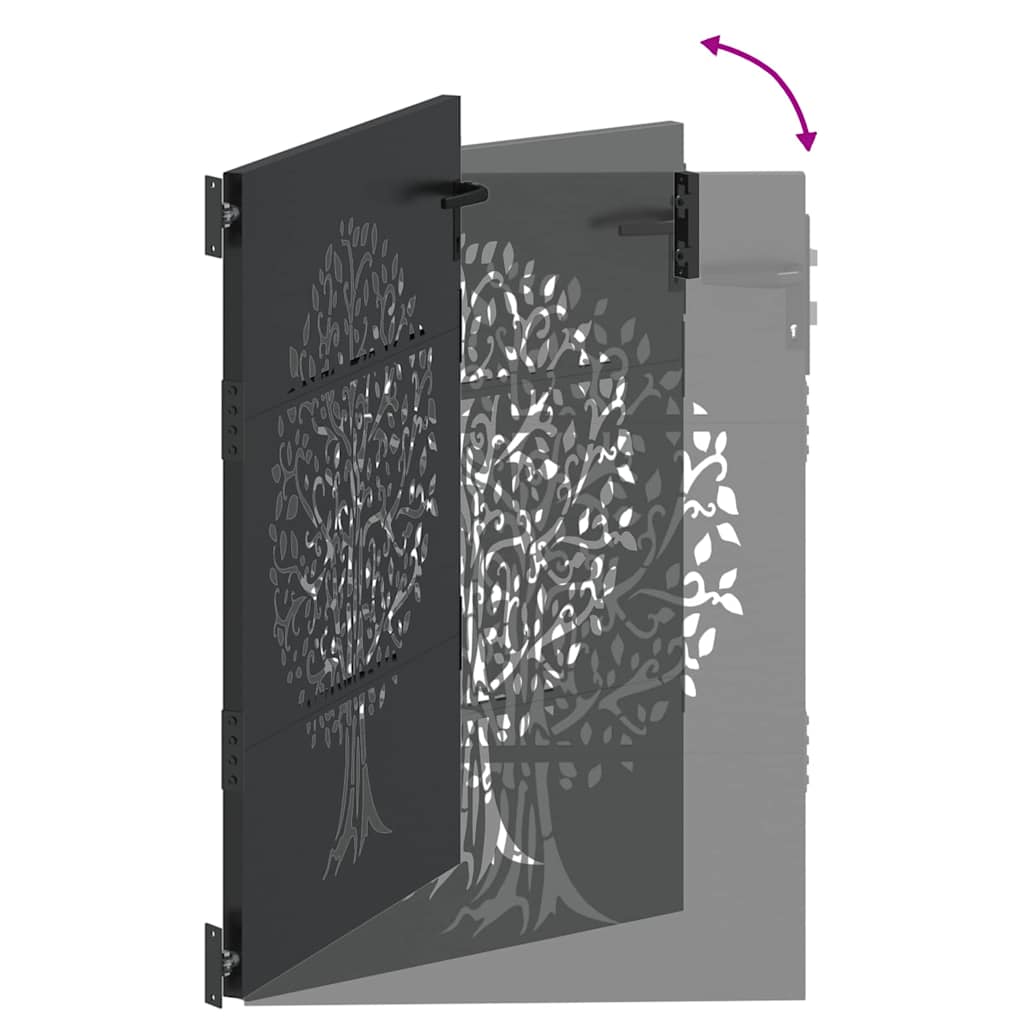 Tuinpoort met slot Zwart 85 x 150 cm Poedergecoat staal is nu te koop bij PeponiXL, paradijselijk wonen!