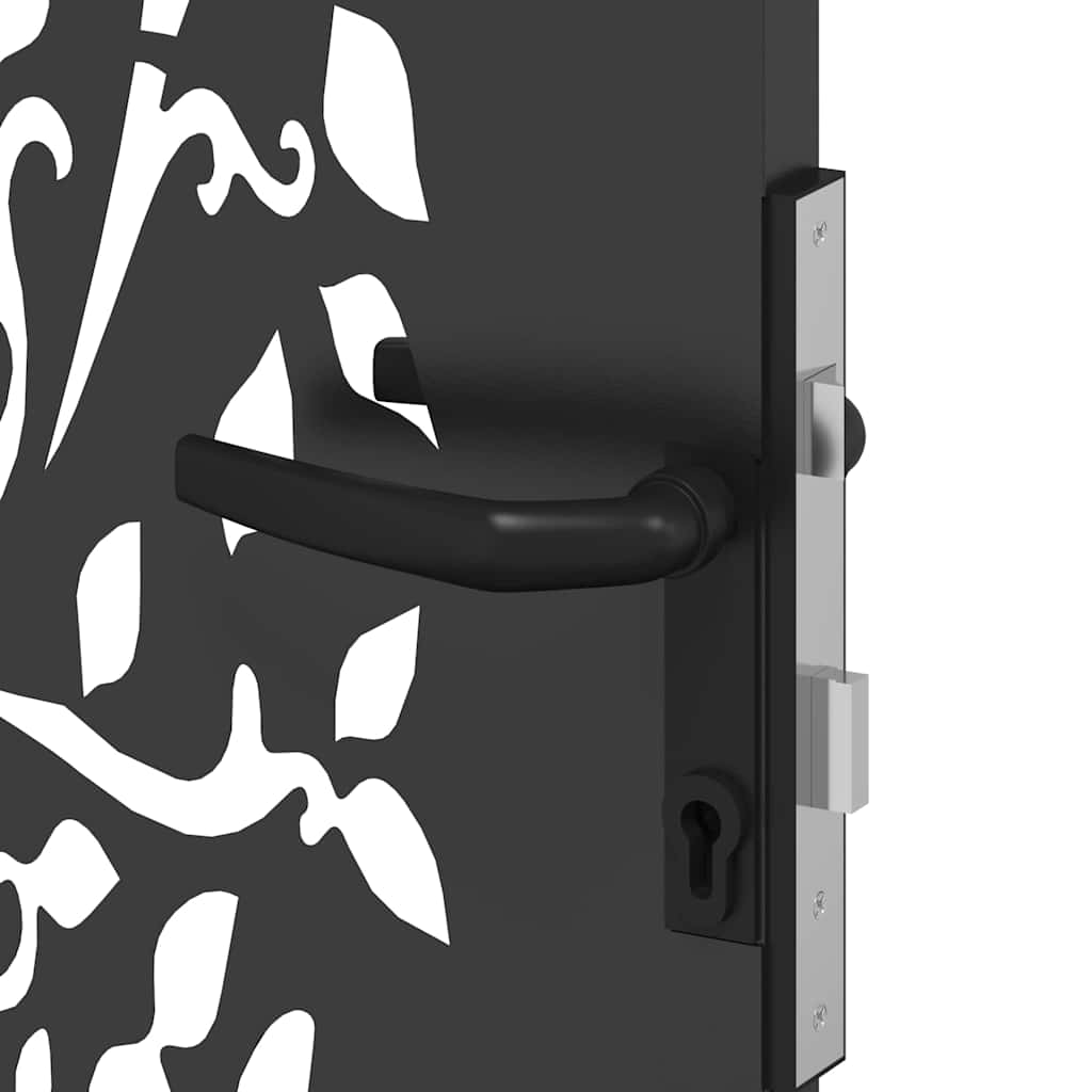 Tuinpoort met slot Zwart 85 x 175 cm Poedergecoat staal is nu te koop bij PeponiXL, paradijselijk wonen!