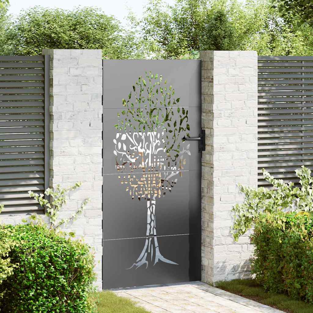 Tuinpoort met slot Zwart 85 x 200 cm Poedergecoat staal is nu te koop bij PeponiXL, paradijselijk wonen!