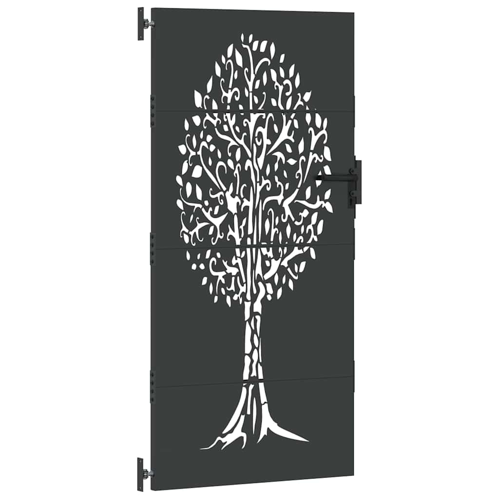 Tuinpoort met slot Zwart 85 x 200 cm Poedergecoat staal is nu te koop bij PeponiXL, paradijselijk wonen!