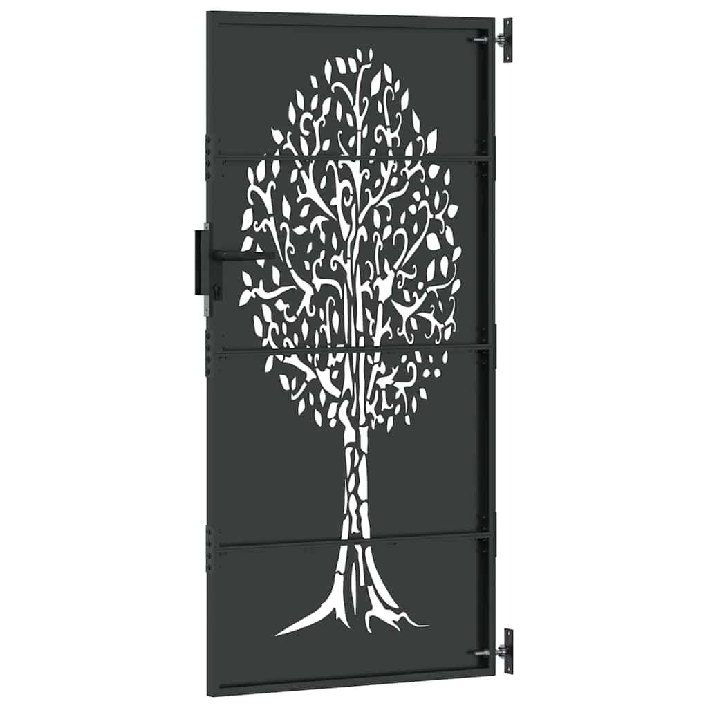 Tuinpoort met slot Zwart 85 x 200 cm Poedergecoat staal is nu te koop bij PeponiXL, paradijselijk wonen!